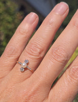platinum top & 18k gold two tone Edwardian pearl and old cut diamond antique ring HOLD