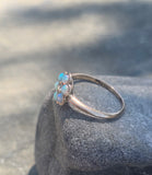 14k gold Victorian opal and diamond antique flower ring
