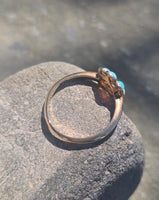 14k gold Victorian opal and diamond antique flower ring