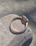 14k gold Victorian opal and diamond antique flower ring