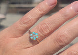 14k gold Victorian opal and diamond antique flower ring
