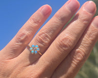 14k gold Victorian opal and diamond antique flower ring