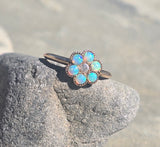 14k gold Victorian opal and diamond antique flower ring