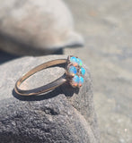 14k gold Victorian opal and diamond antique flower ring
