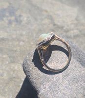 silver & 18ct gold opal cameo, pearl and diamond estate ring