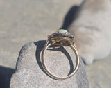 silver & 18ct gold opal cameo, pearl and diamond estate ring