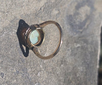 silver & 18ct gold opal cameo, pearl and diamond estate ring