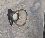 silver & 18ct gold opal cameo, pearl and diamond estate ring
