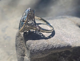 18k white gold c.1920's filigree aquamarine and diamond ring