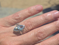 18k white gold c.1920's filigree aquamarine and diamond ring