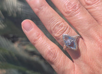 18k white gold c.1920's filigree aquamarine and diamond ring