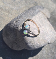 14k gold Victorian opal and diamond antique ring