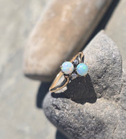 14k gold Victorian opal and diamond antique ring
