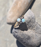 14k gold Victorian opal and diamond antique ring