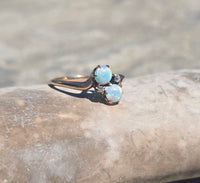 14k gold Victorian opal and diamond antique ring