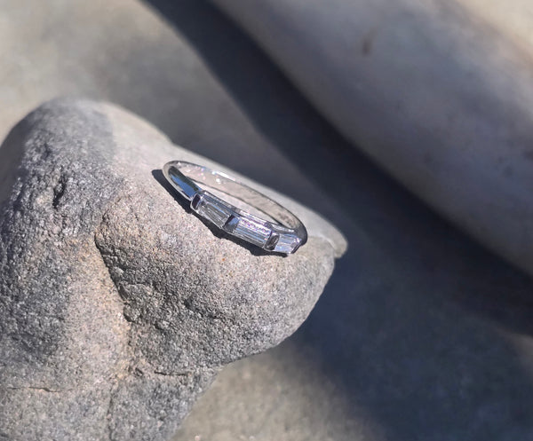 platinum baguette diamond vintage estate band