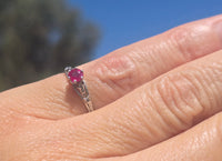 platinum tulip flower filigree ruby solitaire antique ring&nbsp;