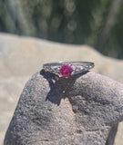 platinum tulip flower filigree ruby solitaire antique ring&nbsp;