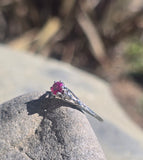 platinum tulip flower filigree ruby solitaire antique ring&nbsp;