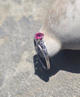 platinum tulip flower filigree ruby solitaire antique ring&nbsp;