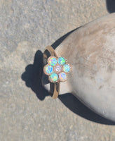 14k gold Victorian opal and diamond antique flower ring