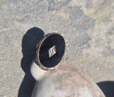 14k gold two-tone black onyx and diamond vintage ring