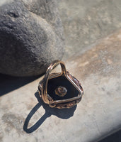 14k gold two-tone black onyx and diamond vintage ring