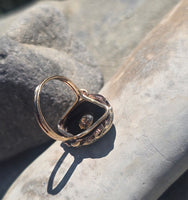 14k gold two-tone black onyx and diamond vintage ring
