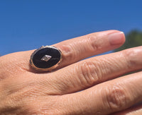 14k gold two-tone black onyx and diamond vintage ring