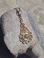10k gold diamond antique filigree necklace pendant lavaliere