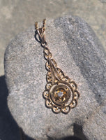 10k gold diamond antique filigree necklace pendant lavaliere
