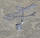 14k-18k white gold Deco c.1920's filigree diamond pendant necklace