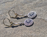 platinum and 18k gold two-tone Art Deco diamond and sapphire target earrings dangle drops