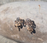 14k gold two tone diamond estate studs earrings - .09ct tw