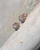 14k gold two tone diamond estate studs earrings - .09ct tw