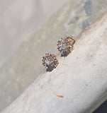 14k gold two tone diamond estate studs earrings - .09ct tw