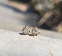 14k gold two-tone diamond estate studs earrings - .18ct tw