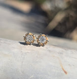 14k gold two-tone diamond estate studs earrings - .18ct tw