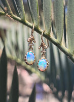 18k gold opal estate earrings