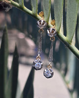 platinum and 14k two-tone diamond antique dangle earrings