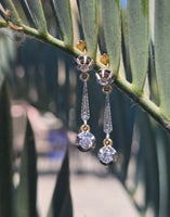 platinum and 14k two-tone diamond antique dangle earrings