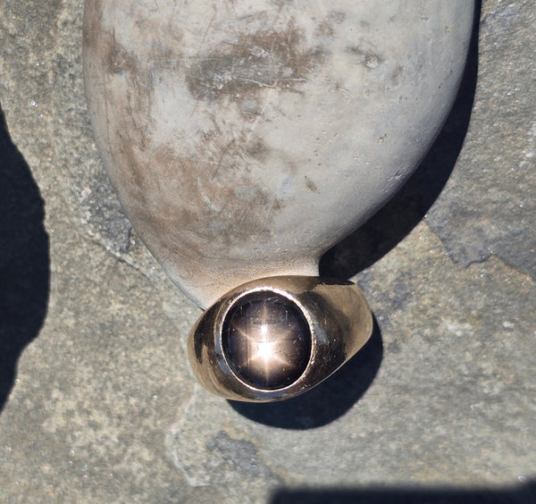 14k gold star sapphire estate ring