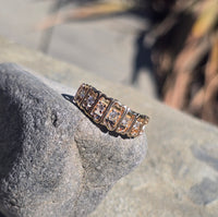 14k gold 7 diamond estate band mens ring - apx .36ct tw