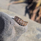 14k gold 7 diamond estate band mens ring - apx .36ct tw