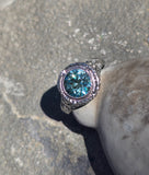 18k white gold blue zircon filigree c.1920's ring