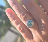 18k white gold blue zircon filigree c.1920's ring