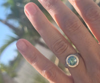 18k white gold blue zircon filigree c.1920's ring