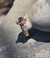 14k gold Victorian pearl & garnet ring