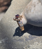14k gold Victorian pearl & garnet ring