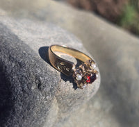 14k gold Victorian pearl & garnet ring
